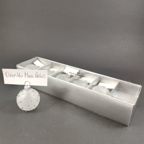 Vintage Set of 6 Bowring Glass Christmas Ball Place Card Holders - Picture 1 of 10